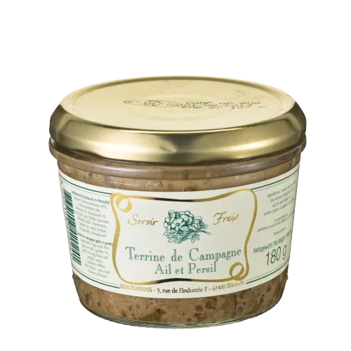 Landterrine mit Knoblauch und Petersilie