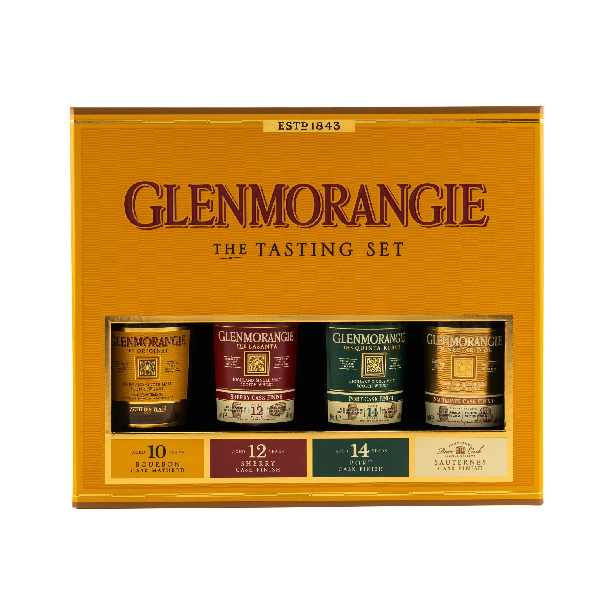 Glenmorangie Geschenkset mit 4 Miniaturen a 100 mL, Tasting Set: The Original , Nectar d'Òr, Lasanta und Quinta Ruban