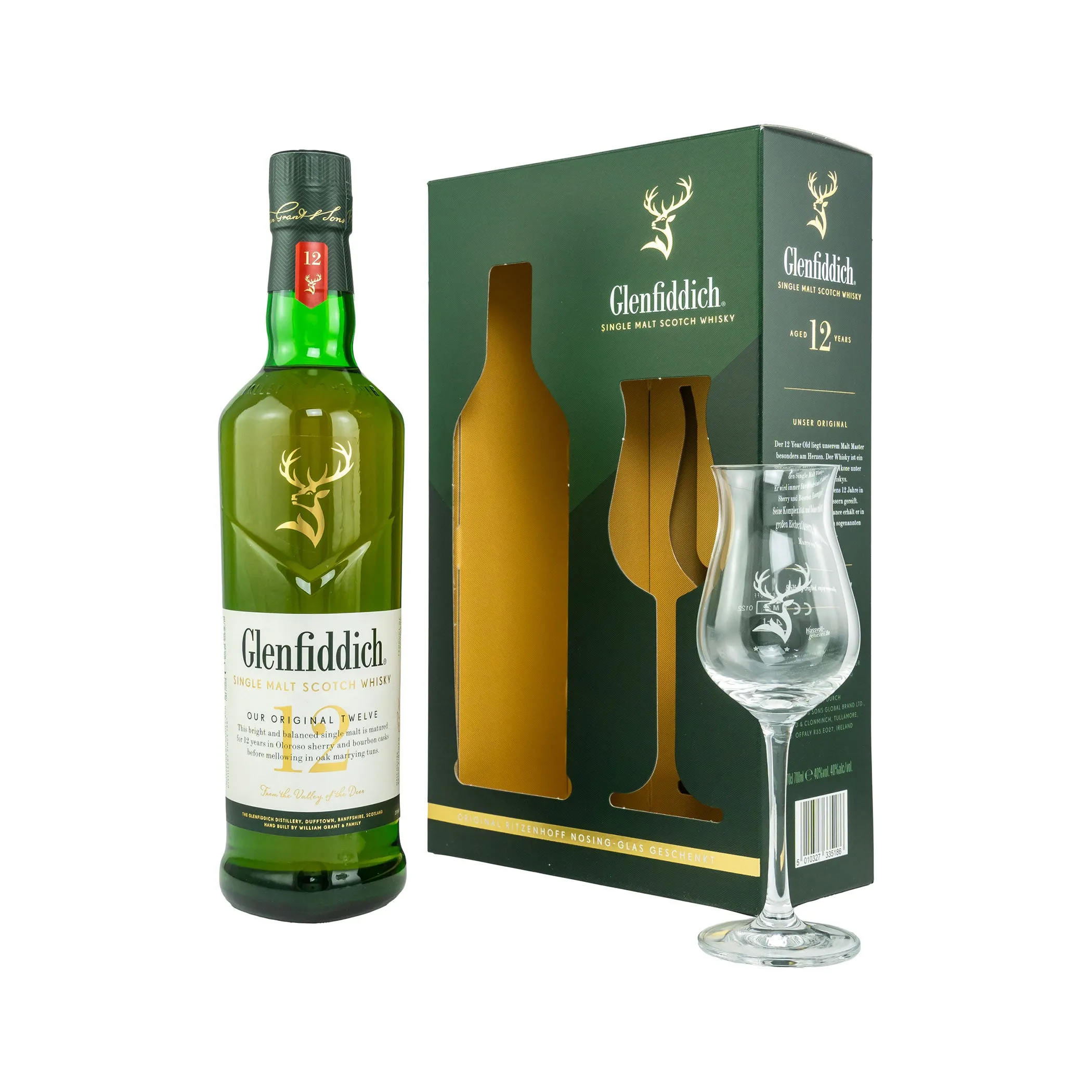 Glenfiddich 12 Jahre - neue Ausstattung mit Nosingglas - Single Malt Whisky Speyside