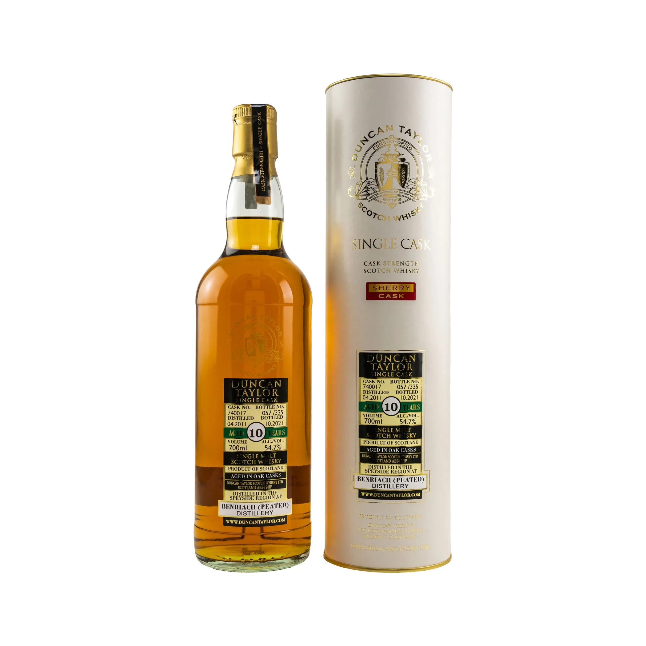 Benriach Peated 2011/2021 - 10 Jahre - #740017 - Single Cask -Duncan Taylor-