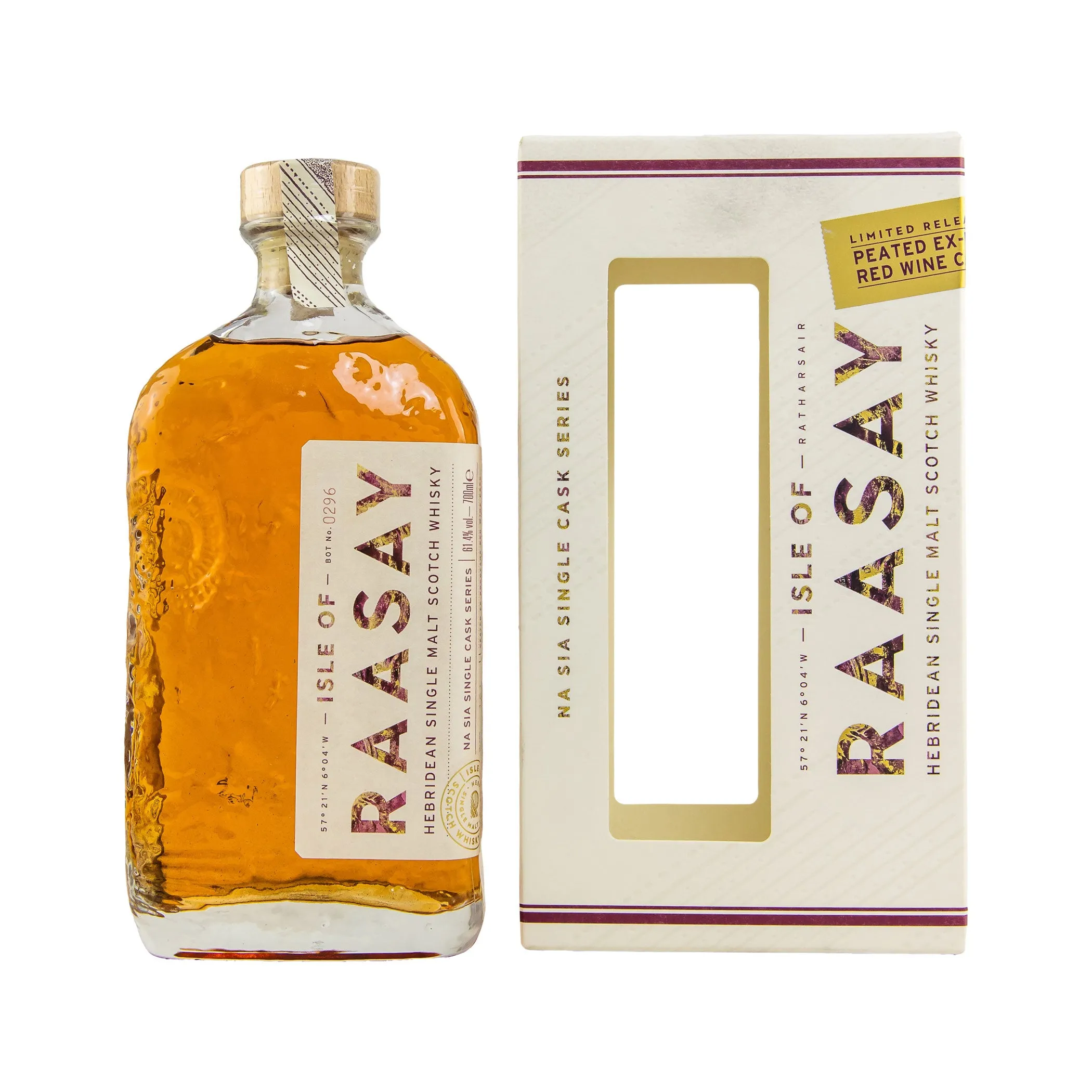 Isle of Raasay Peated First Fill Bordeaux Red Wine Cask - Hebridean Single Malt Scotch Whisky - Na Sia Single Cask Series