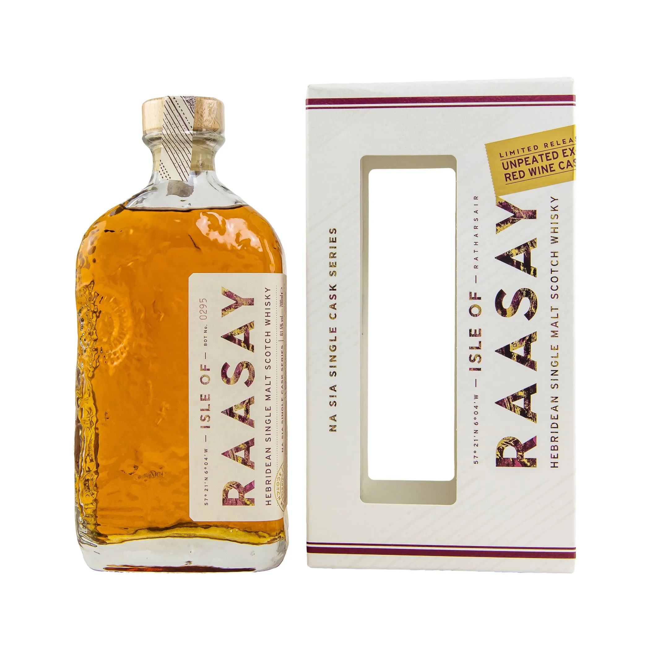 Isle of Raasay Unpeated First Fill Bordeaux Red Wine Cask - Hebridean Single Malt Scotch Whisky - Na Sia Single Cask Series