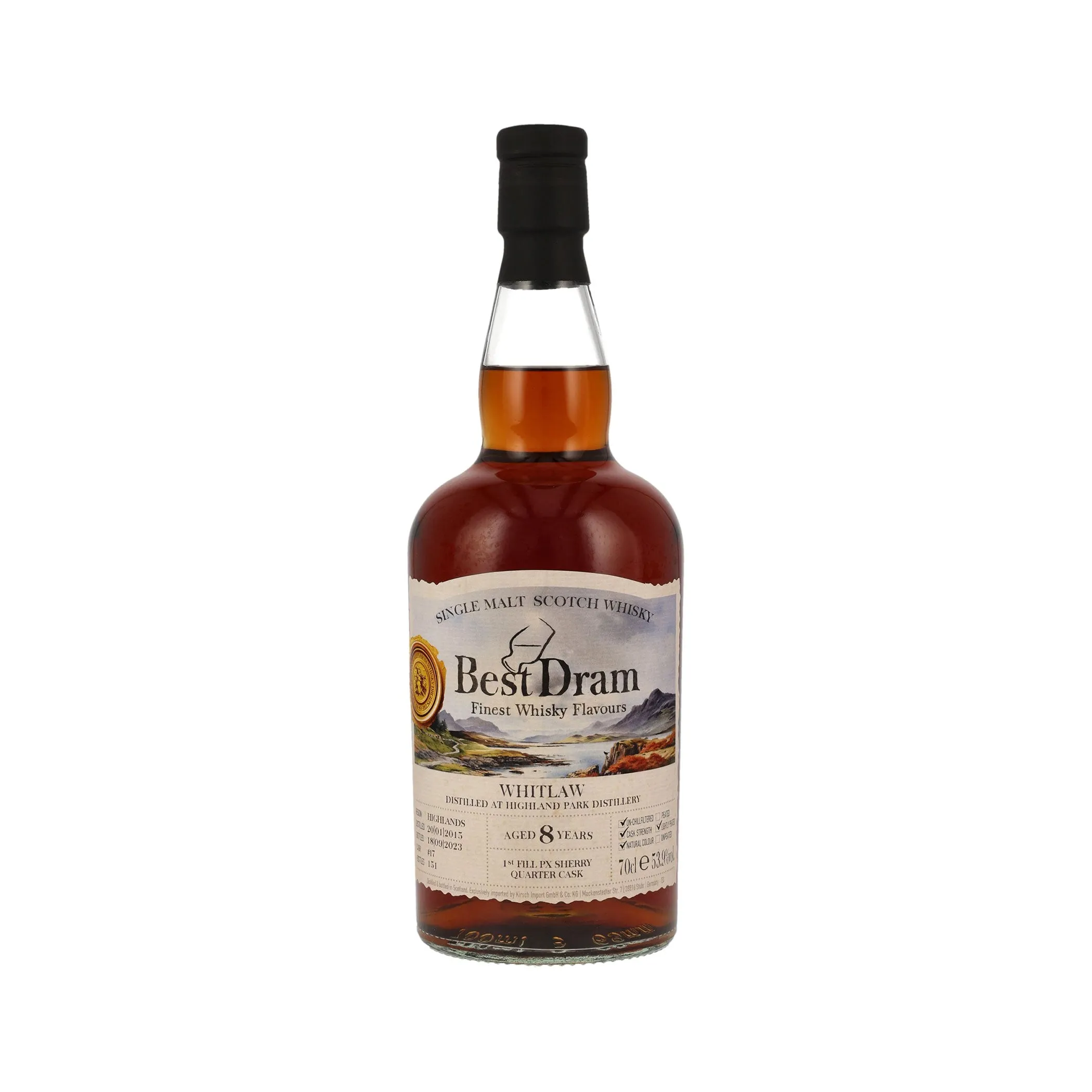 Whitlaw 2015/2023 - 8 Jahre - 1st Fill PX Quarter Cask - Best Dram Island Single Malt Scotch Whisky