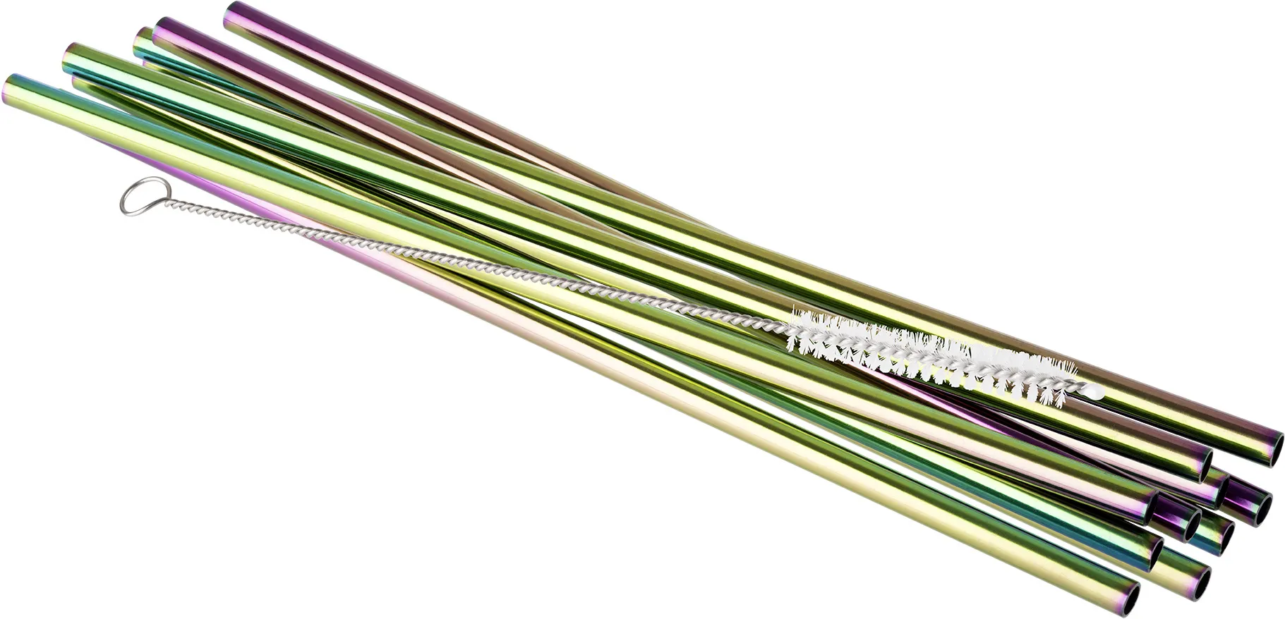 APS - Trinkhalm Edelstahl Ø6 mm L21,5 cm 11 tlg. Regenbogen
