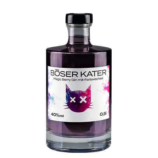 Böser Kater Magic Berry Gin 0,5L 40% vol mit Farbwechsel