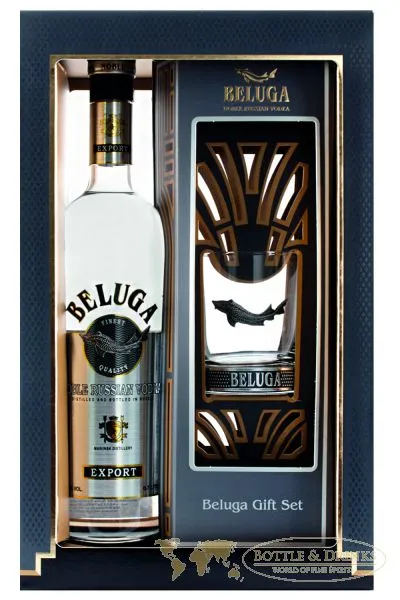 Beluga Geschenk-Set Beluga Vodka 0,7 Liter + Beluga Glas in Geschenkverpackung