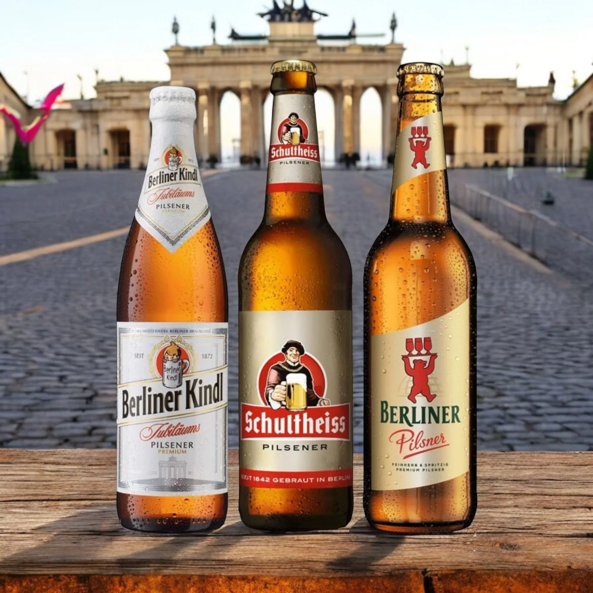 Berliner Biermix Angebot Berliner Jubiläums Pils, Schulheiss und Berliner Pilsner je 4 Flaschen inkl. Bierdeckel Berliner Kindl