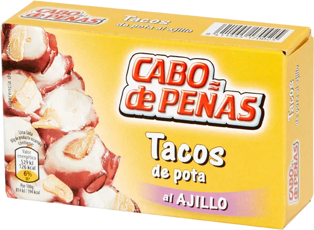 Tintenfisch in Knoblauch - Tacos de Pota al Ajillo - Cabo de Peñas - Spanien