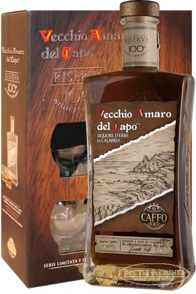 Caffo Vecchio RISERVA ANNIVERSARY 100 in GP mit 2 Gläsern aus Italien 0,7 Liter