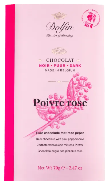 Dolfin Zartbitterschokolade mit rosa Pfeffer
