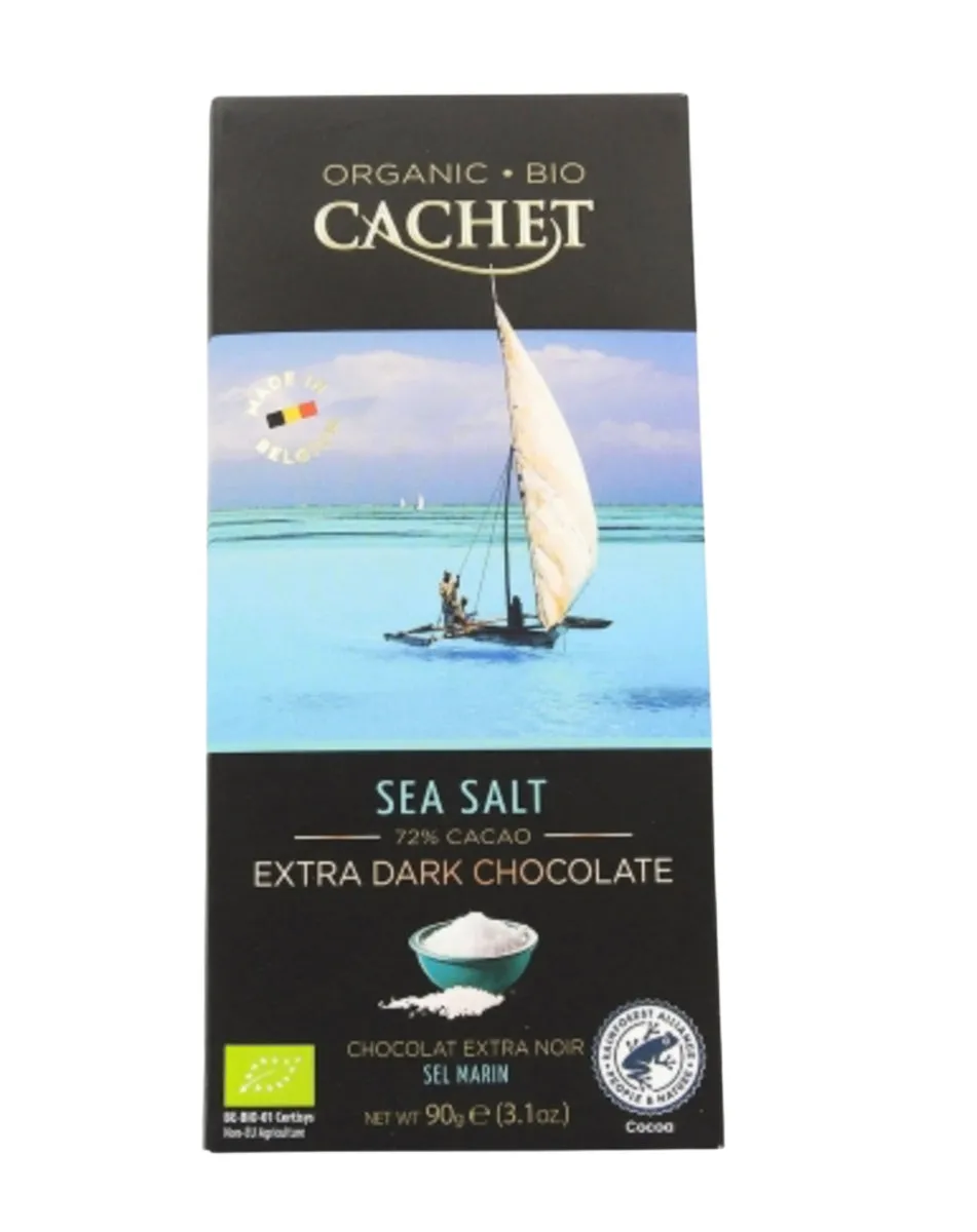 Bio-Zartbitterschokolade mit Meersalz (Fleur de Sel)
