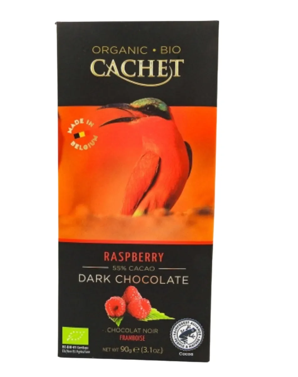 Bio-Zartbitterschokolade mit Himbeeren