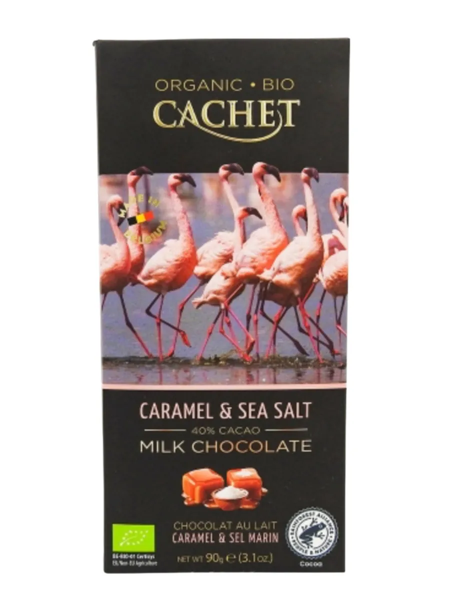 Bio-Milchschokolade mit Karamellstückchen und Meersalz