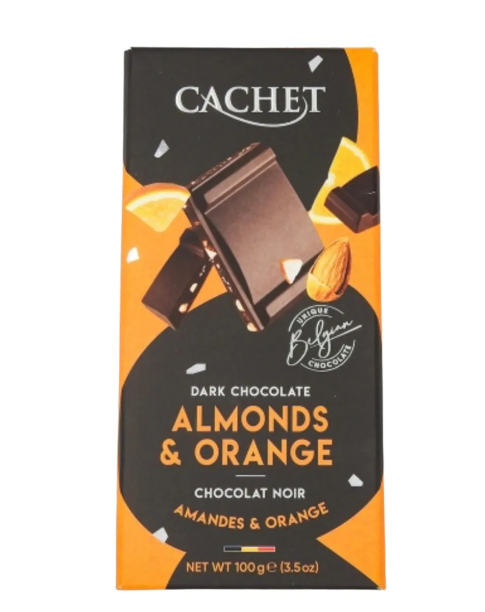 Bio-Zartbitterschokolade mit Orange und Mandeln