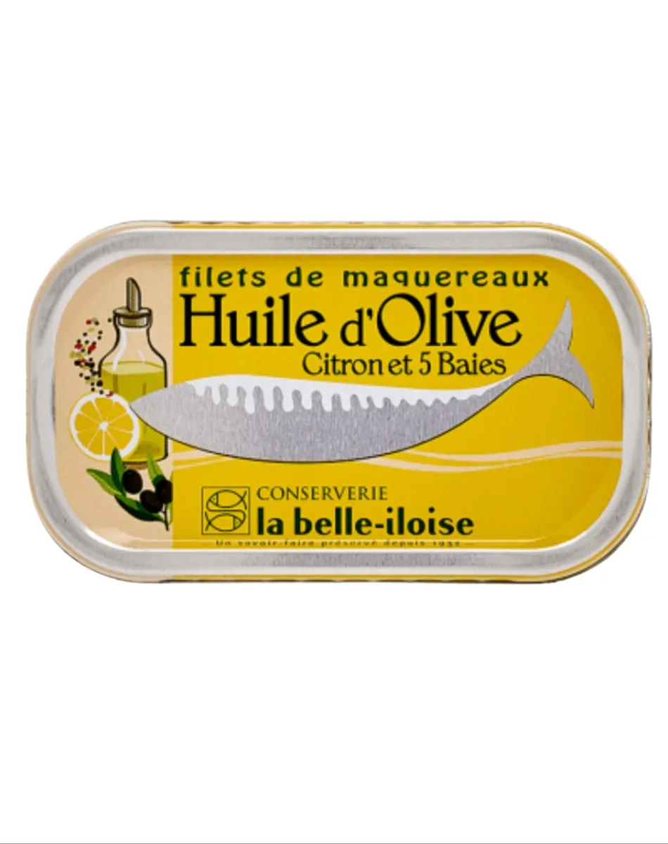 Makrelenfilets in Olivenöl, Zitrone & 5‑Baumischung