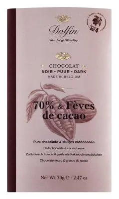 Dolfin - Zartbitterschokolade mit Kakaosplittern 70% Kakaoanteil - 70gr.