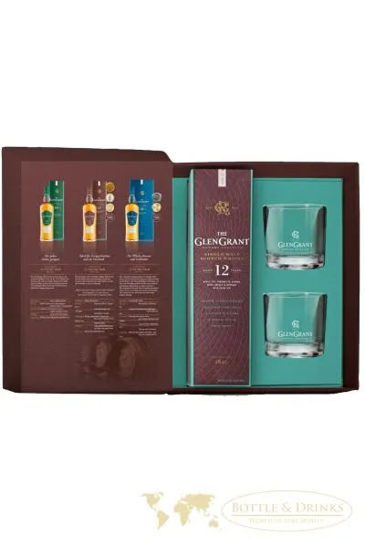 Glen Grant 12 Jahre Single Malt Whisky 0,7 Liter in Geschenkverpackung mit zwei Gläsern