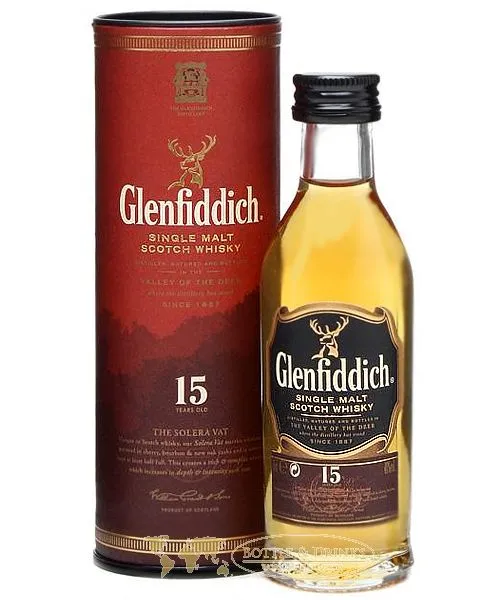 Glenfiddich 15 Jahre ohne Tube Single Malt Whisky Miniatur 5 cl
