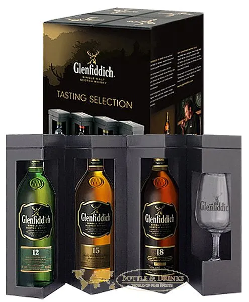 Glenfiddich Explorers Pack 12-15-18 3 x 0,2 Liter + Glas in GP