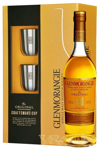 Glenmorangie 10 Jahre 0,7 Liter plus 2 Metallbecher in Geschenkpackung