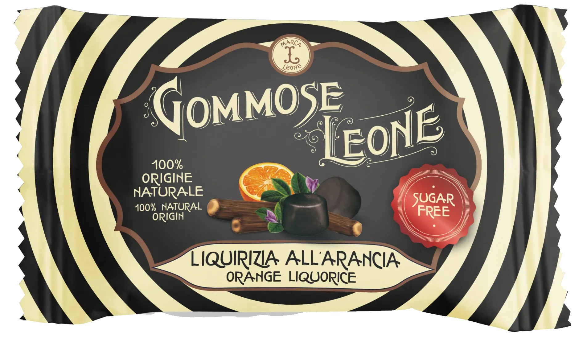 Zuckerfreie Gummibonbons mit Orangen/Lakritz Geschmack 35g