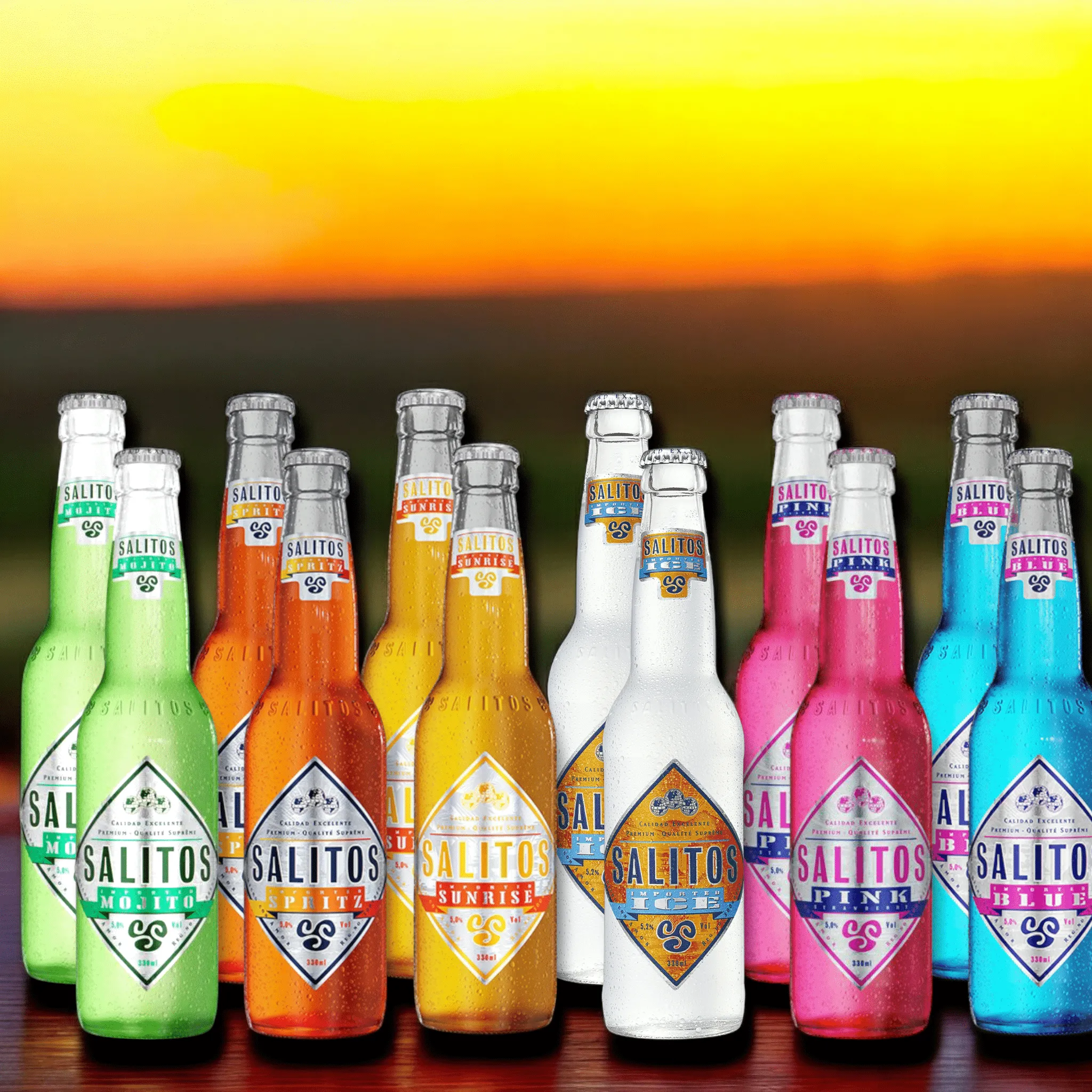 SALITOS Sortenmix – 6 x 0,33 l Mixgetränke: Mojito, Sunrise, Ice, Pink, Blue, Spritz