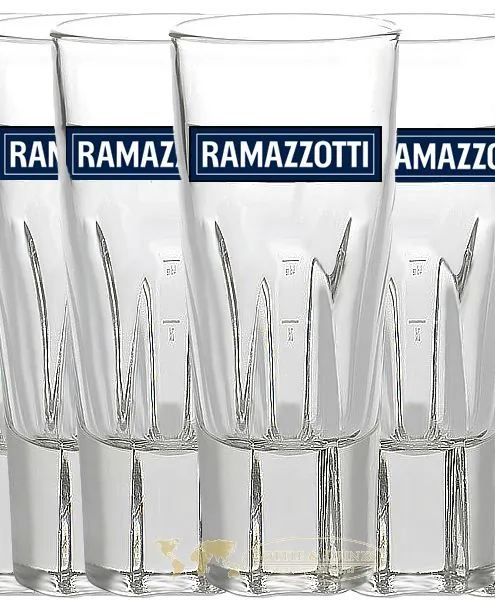 Ramazzotti 6 Gläser mit Eichstrich 2cl und 4cl