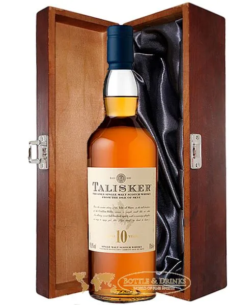 Talisker 10 Jahre 0,7 Liter in Holzkiste + Glas + Wasserkrug
