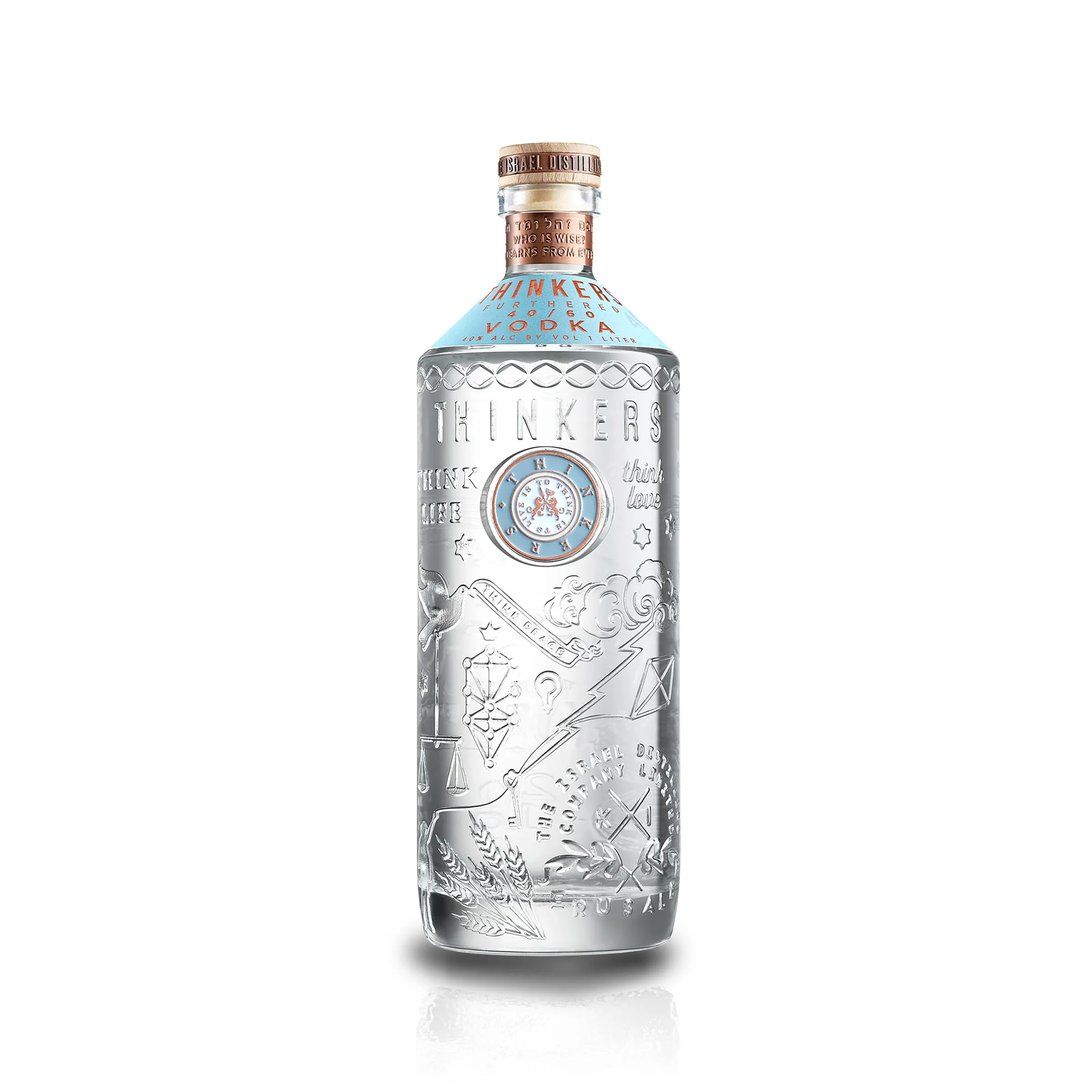 Thinkers Vodka 40-60 - samtig-seidiger Premium Vodka aus rotem Winterweizen - 1000ml, 40% vol
