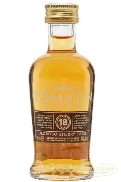Tomatin 18 Jahre Single Malt Whisky Miniatur 5 cl