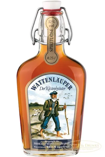 Wattenläuper alte Taschenflasche 0,25 Liter