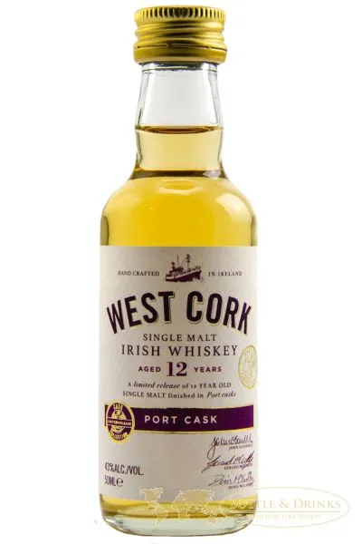 West Cork 12 Jahre PORT CASK Irish Whiskey Miniatur 0,05 Liter