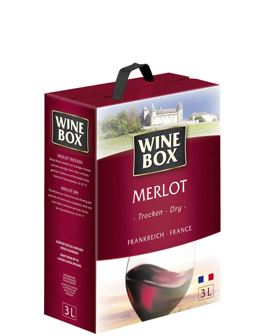 WineBox Merlot trocken 2019 3 Liter Bag-in-Box