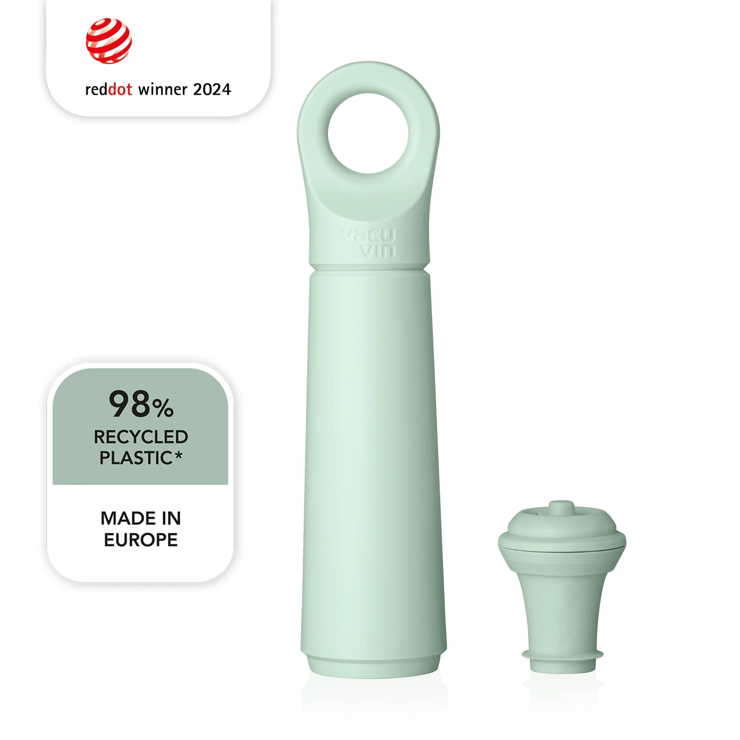 Wein-Vakuumpumpe Loop jade + Stopfen