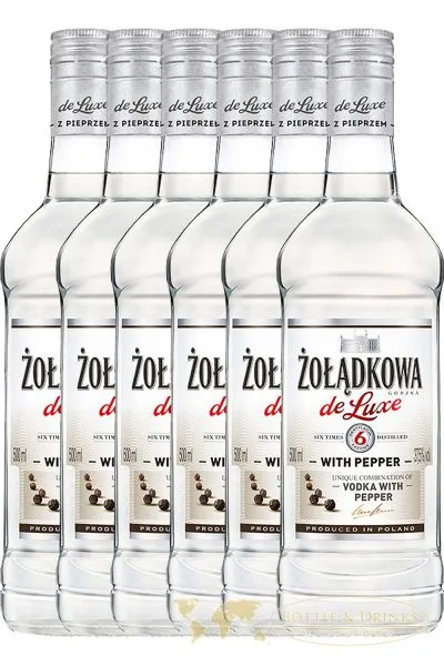 Zoladkowa Gorzka de Luxe mit PFEFFER Wodka 37,5 % - 6 x 0,7 Liter