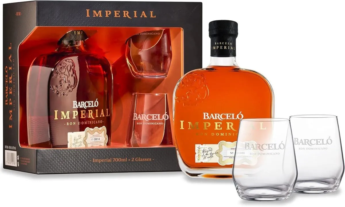 Barceló Imperial Rum 38% Vol. 0,7l in Geschenkbox mit 2 Gläsern
