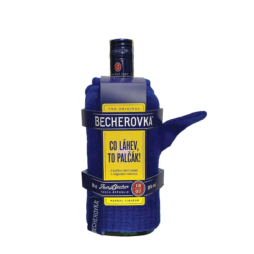 Becherovka Original mit Handschuhe