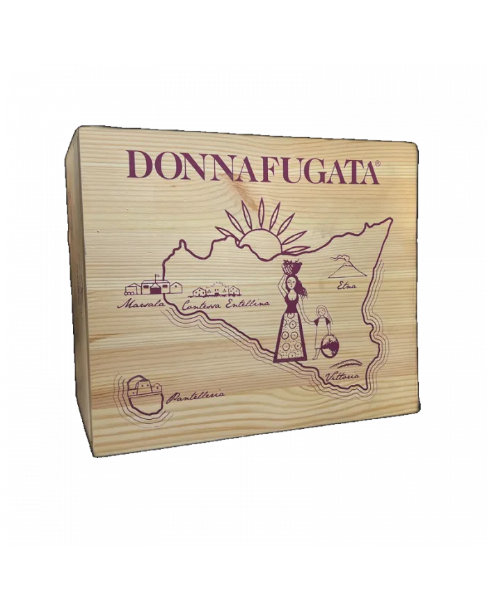 Cassetta in legno vuota da 6 bottiglie sicilia viola - Donnafugata