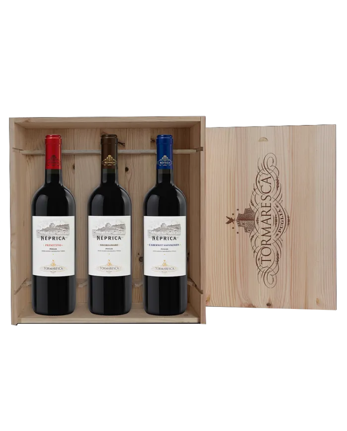 Cassetta in Legno da 3 BT: Neprica Primitivo IGT - Neprica Negroamaro IGT - Neprica Cabernet IGT - Antinori
