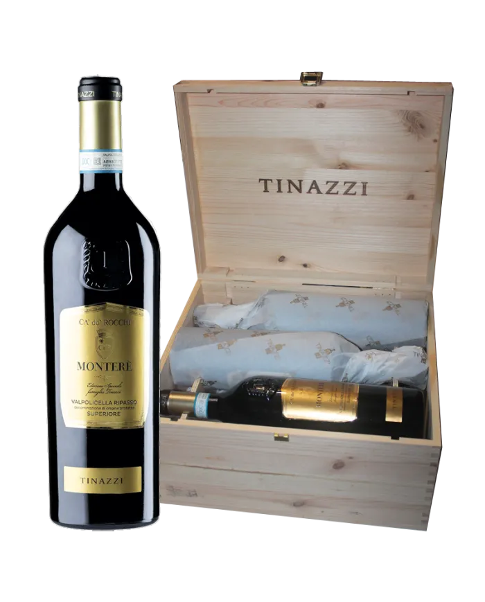 Cassetta legno con 6 bottiglie Ca’ de’ Rocchi – Valpolicella Ripasso Superiore Monterè 2016 – Limited Edition