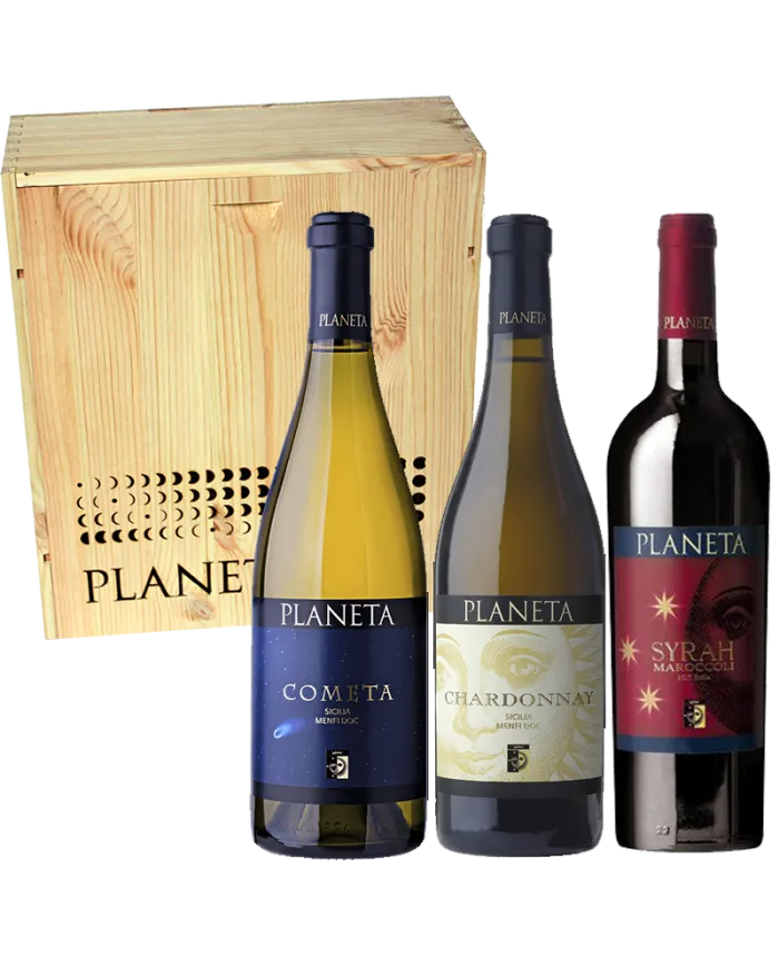 Confezione in legno 3 bottiglie - l. 0,75 "I Solari DOC" - Planeta