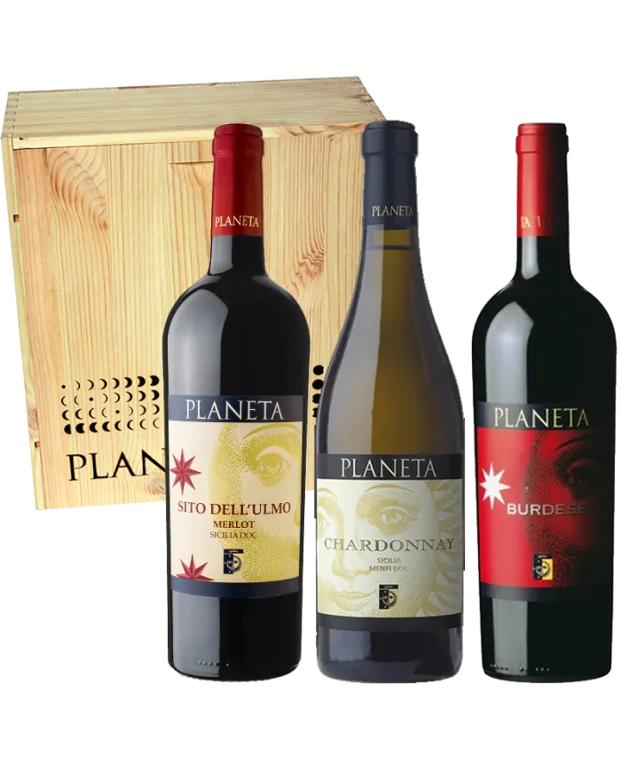 Confezione in legno 3 bottiglie - l. 0,750 "I Classici DOC" - Planeta