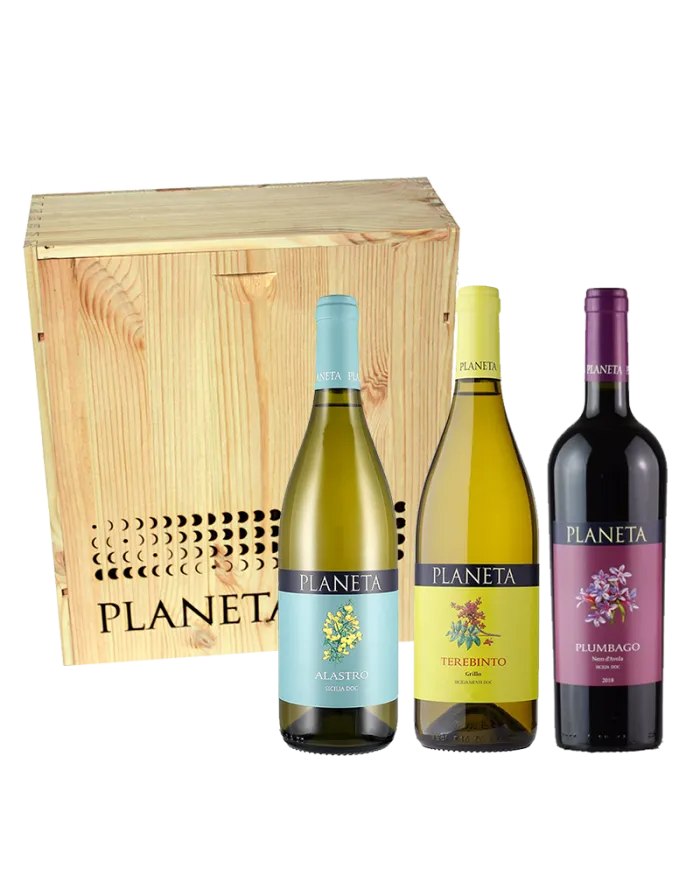 Confezione in legno 3 bottiglie - l. 0,750 " i Floreali" - Planeta