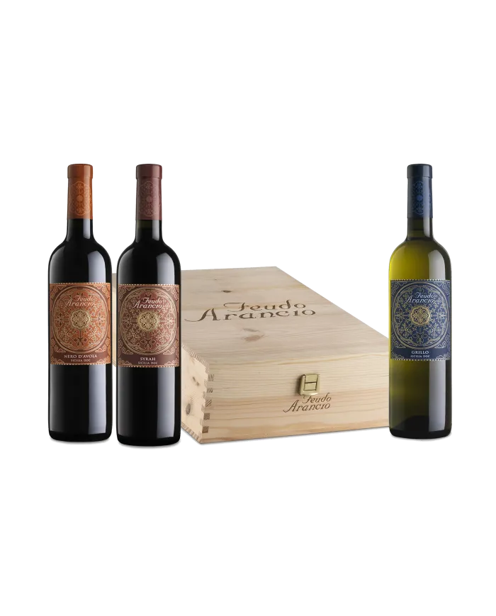 Confezione regalo in legno da 3 bottiglie - Feudo Arancio