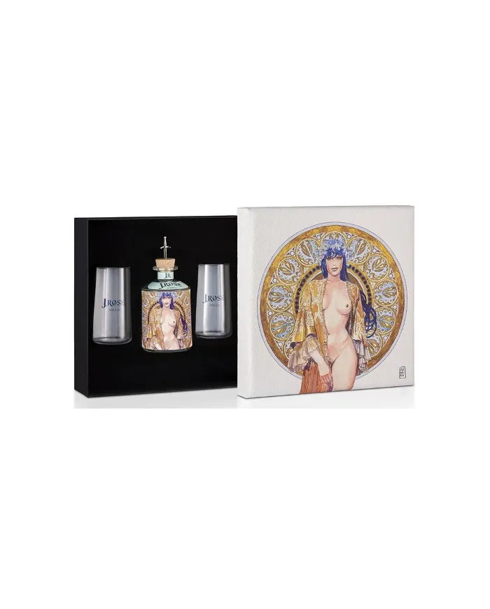 Gin J. Rose Blu Luxury Box Cover Quadro Gin Cl.70 JRB02 Con 2 Bicchieri
