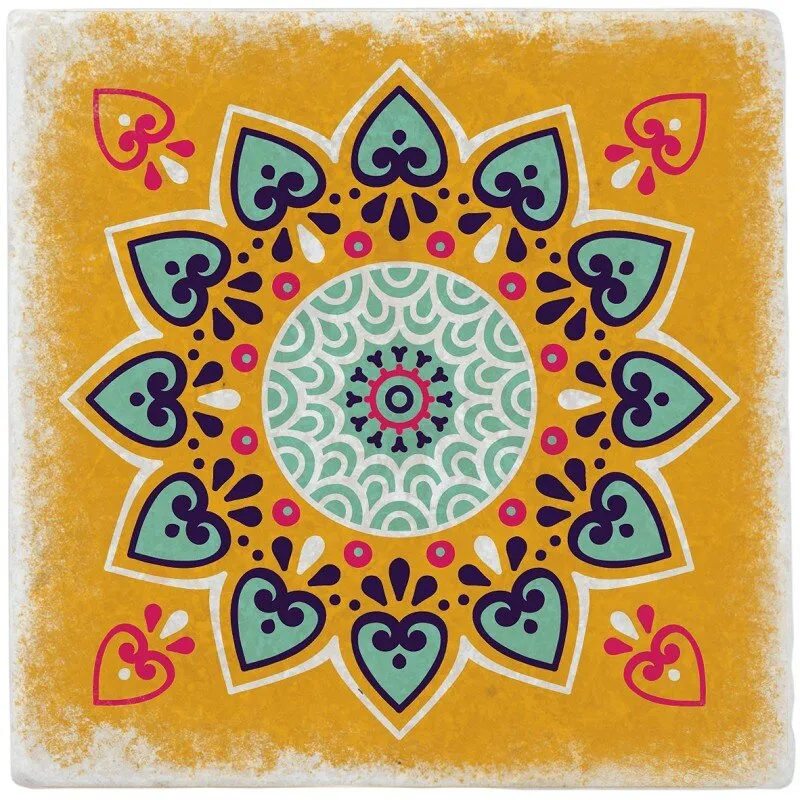 Marmorfliese bunt - Gelb-Hellgrün