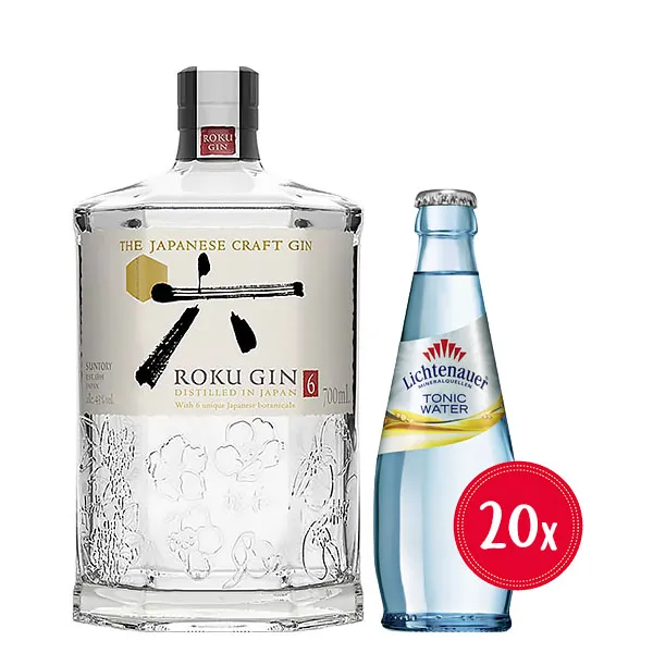 GIN-TONIC-PAKET Roku Gin 0,7L 43% vol + Lichtenauer Tonic 20x0,25L