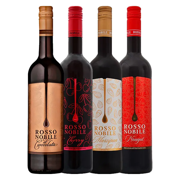 DELICIOUS-PAKET Rosso Nobile al Cioccolata + Cherry + Marzipan + Nougat 4x0,75L
