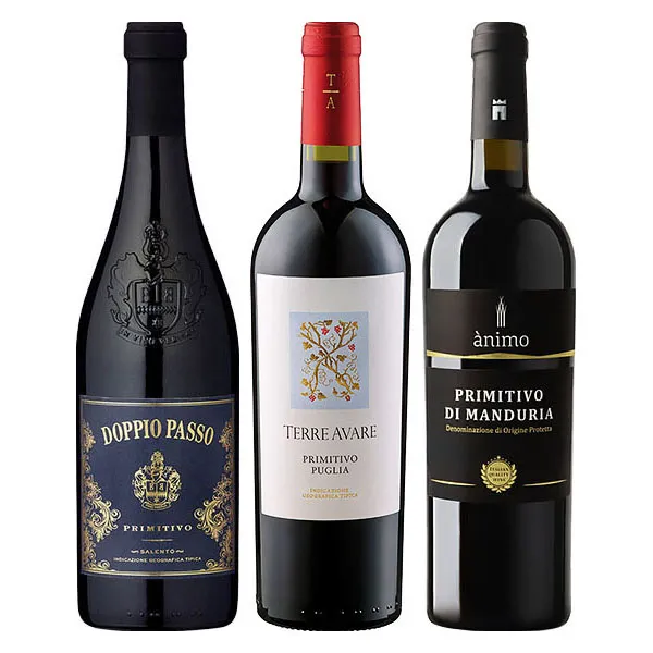 TASTING-PAKET PRIMITIVO Doppio Passo + Terre Avare + Varvaglione Ànimo 3x0,75L