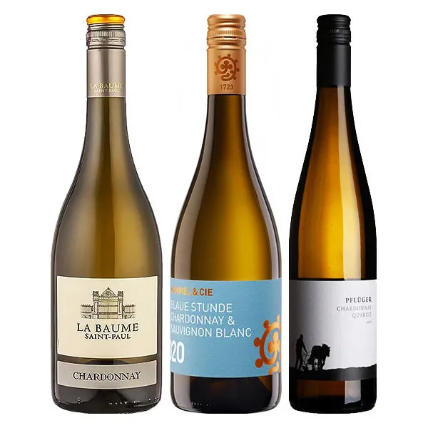 TASTING-PAKET CHARDONNAY Domaine de la Baume + Weingut Hammel + Weingut Pflüger 3x0,75L
